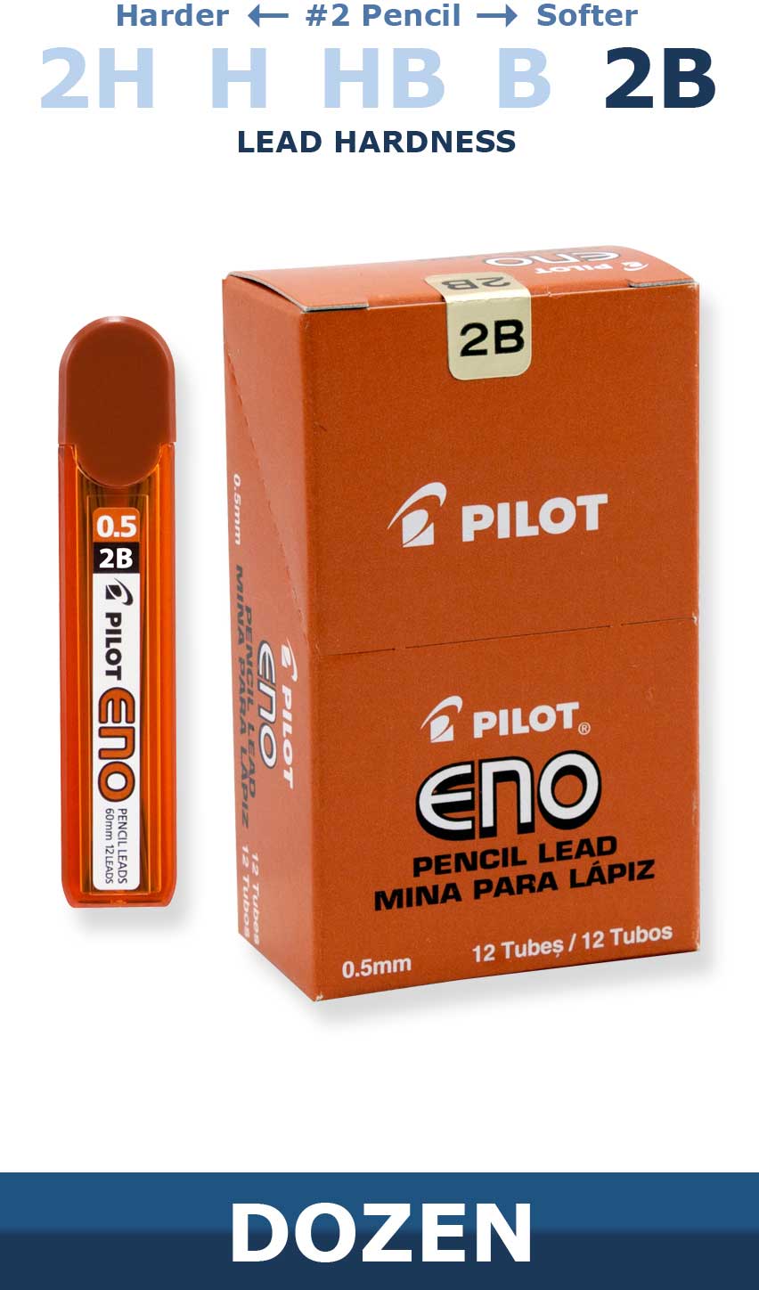 Pilot 60002-60007 Eno Mechanical Pencil Lead Refills, 60 mm Length, 0.5 mm, Dozen Box