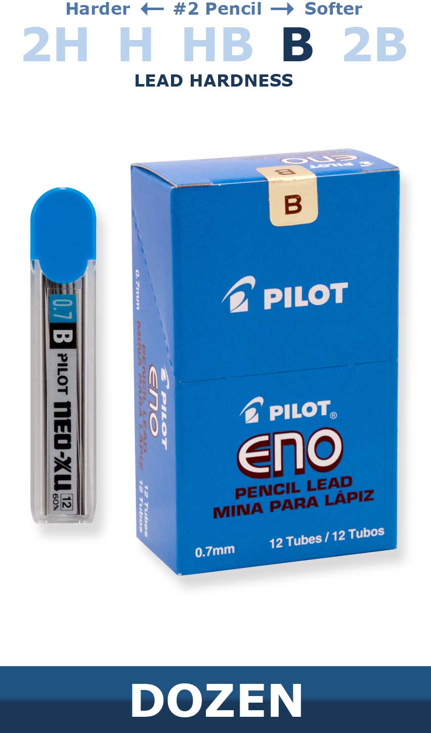 Pilot 60008-60010 Mechanical Pencil Lead Refills, 60 mm Length, 0.7 mm, Dozen Box