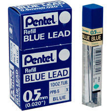 Pentel Color Lead Refills, Box of 12 Tubes, 144 Leads 0.5mm, Blue (PPB-5)