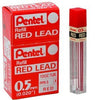 Pentel Color Lead Refills, Box of 12 Tubes, 144 Leads 0.5mm, Red (PPR-5)