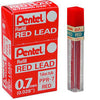 Pentel Color Lead Refills, Box of 12 Tubes, 144 Leads 0.7mm, Red (PPR-7)
