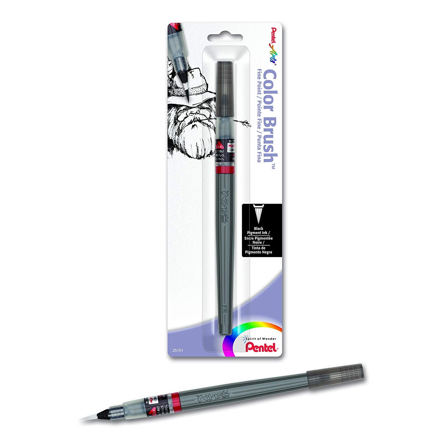 Pentel FP5FBPA, FP5MBPA Arts Color Brush with Pigment Ink, Black Ink