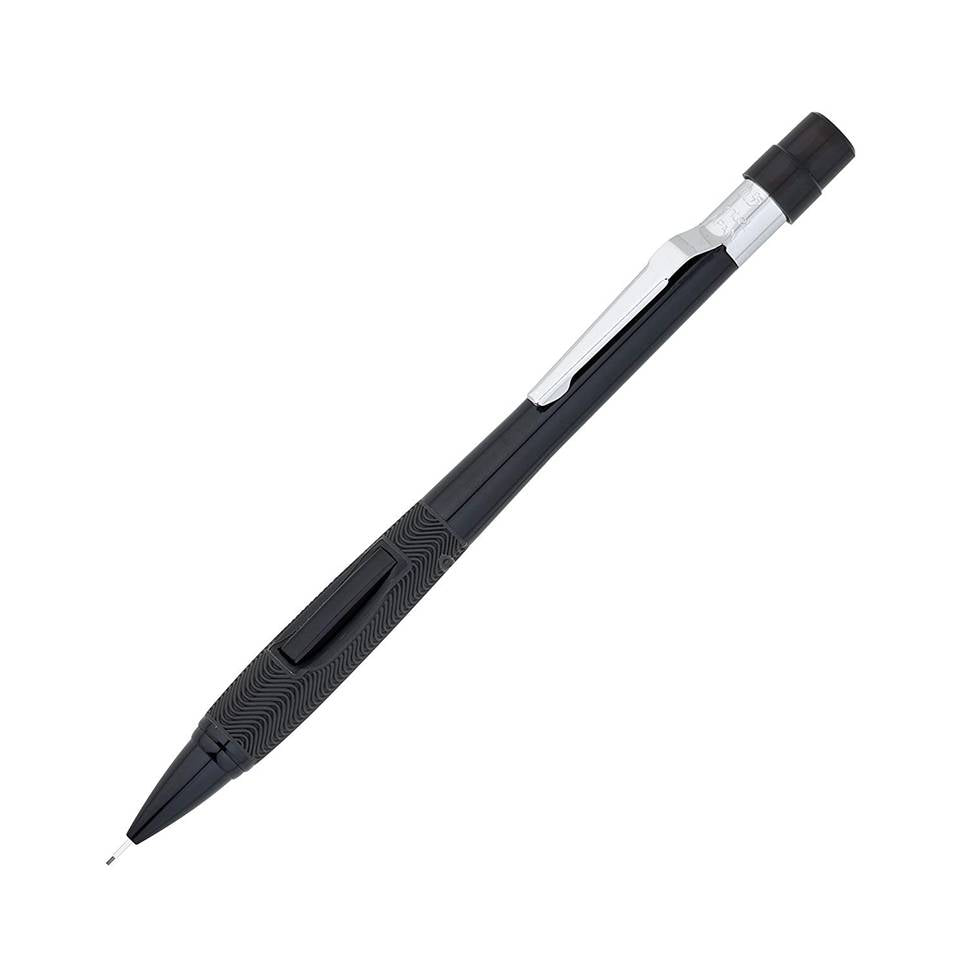 Pentel PD345A Quicker Clicker Mechanical Pencil with Grip, 0.5 mm, Solid Black Barrel, 1 Pencil