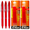 Pilot FriXion Clicker Retractable Erasable Gel Ink Pens, Fine Point, 0.7mm, Pack of 3 with Bonus 2 Packs of Refills Red