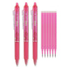 Pilot FriXion Clicker Retractable Erasable Gel Ink Pens, Fine Point, 0.7mm, Pack of 3 with Bonus 2 Packs of Refills Pink