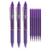 Pilot FriXion Clicker Retractable Erasable Gel Ink Pens, Fine Point, 0.7mm, Pack of 3 with Bonus 2 Packs of Refills Purple