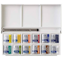 Winsor & Newton 390640 Cotman Watercolor Paint Sketchers' Pocket Box, Half Pans, 14-Pieces