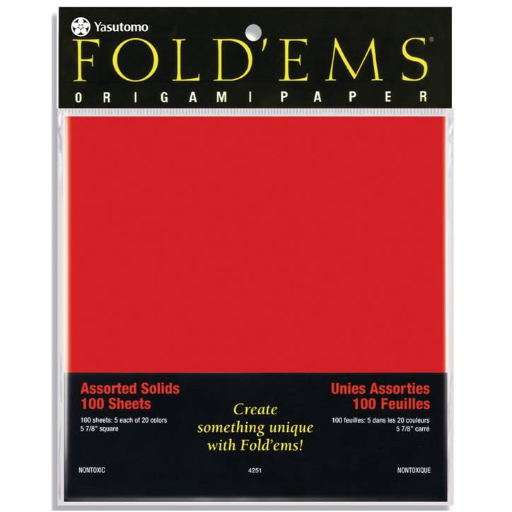 Yasutomo 4251 Fold'ems Light Weight Origami Paper, Bright Assortment, 5-7/8 Inch, 100 Sheets