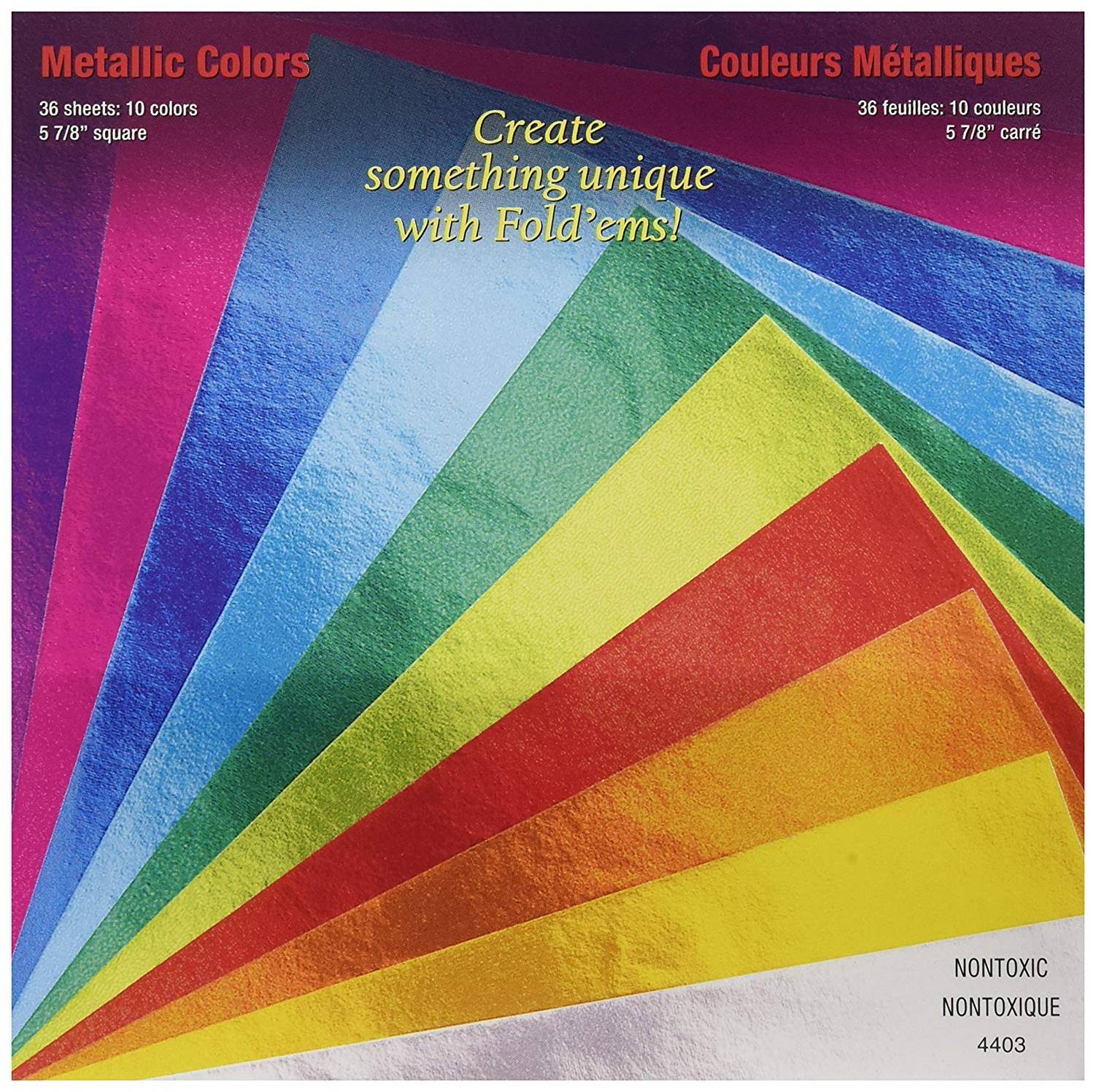 Yasutomo 4403 Fold'Ems Metallic Origami Paper,  5 7/8 inch Square, 36 Sheets