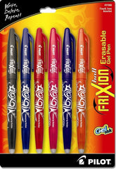 Pilot 31568 FriXion Ball Erasable Gel Pens, Fine Point, Assorted Colors 6-Pack, Black/Blue/Red/Pink/Orange/Purple