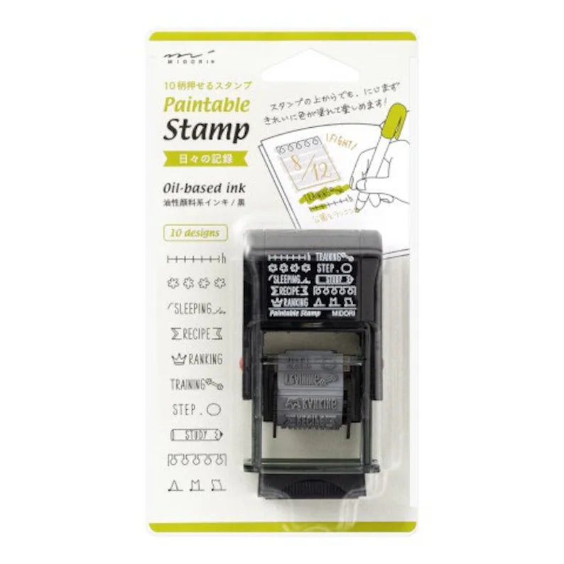 Midori Paintable Stamp, Oil-based ink, 10 designs
