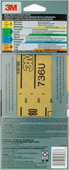 3M 03076-03078 Precision Shaped Grain Sandpaper, 80/180/320 Grit, 3-2/3 in x 9 in, 5 per Pack