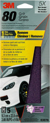 3M 03076-03078 Precision Shaped Grain Sandpaper, 80/180/320 Grit, 3-2/3 in x 9 in, 5 per Pack