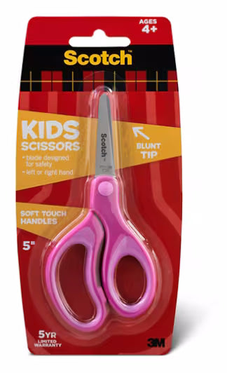 SCOTCH 1442B/1442P 5 Inch Kids Scissors with Soft Grip Handles