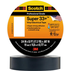 Scotch Super 33+ Vinyl Electrical Tape, Black, All-Season Heavy Duty, Rubber Resin Adhesive, 7 mil