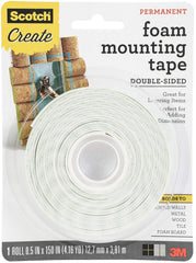 Scotch 4013-CFT Foam Mounting Tape, 1/2 in x 150 in
