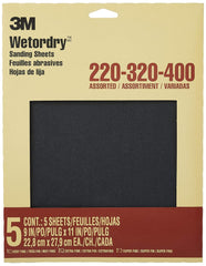3M Wetordry 9088DC-NA Sandpaper 9088DC-NA, 9 in x 11 in, Assorted grit, 5 Sheet Pack