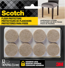Scotch SP802-NA Round Felt Pads,  1 in, Beige, 32 Pack