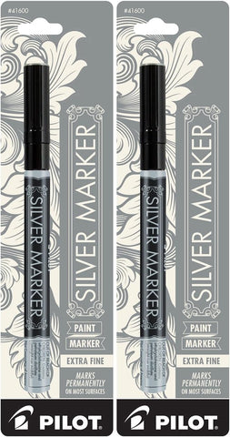 Pilot Silver Metallic Permanent Paint Marker, Extra Fine Point, 2-PACK