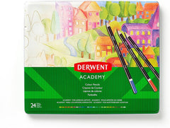 Derwent 2301938 Academy Colored Pencils, 3.3 mm Core, Metal Tin, 24 Count