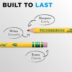 Ticonderoga X13042/X13044 Laddie Tri-Write Wood-Cased Pencils, #2 HB Soft, Yellow, 36 Count
