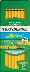 Ticonderoga X13042/X13044 Laddie Tri-Write Wood-Cased Pencils, #2 HB Soft, Yellow, 36 Count