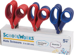 Fiskars 153520/105580 SchoolWorks Kids Scissors, 5 inch, Squishgrip Handle, 12 per Set