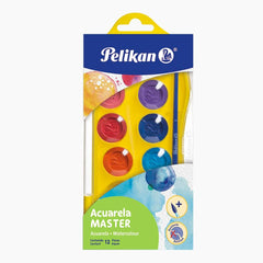Pelikan 07501201 Washable Master Watercolor Paint and Brush Plastic Set, 12 Colors