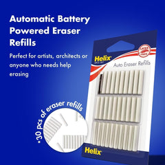 Helix 19071 Professional Hi-Polymer Battery Powered Eraser Refills, 30 Pack