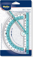 Helix 60009 Shatter Resistant Swing Arm 6-Inch Protractor 180 Degree, Assorted Colors