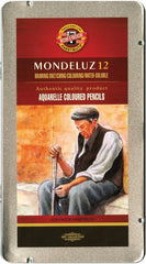 Koh-I-Noor FA3722.12/FA3724.24 Mondeluz Aquarell Colored Pencil Set in Tin