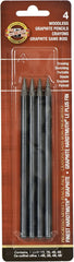 Koh-I-Noor FA8911.4BC Progresso Woodless Graphite 4-Pencil Set, HB, 2B, 4B, 6B Degrees, Black