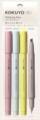 Kokuyo KME-MPMT201-4S Dual-Ended Marking Pen Set, 4 Soft Colors