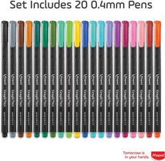Maped 749151 Graph'Peps Fine Tipped 0.4 mm Fine Line Triangular Felt Pens, 20 Assorted Vibrant Colors