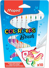 Maped 848010 Color'Peps Brush Tip Ultrawashable Markers, Assorted Colors, Pack of 10
