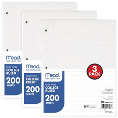Mead 17208 Filler Paper, College Ruled, 8 1/2