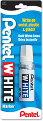 Pentel 100W Permanent Marker, White, Bold Point, 1 Pack