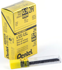 Pentel 50-9 Super Hi-Polymer Lead Refills, 0.9 mm Bold Line, 15 pcs per Tube, Box of 12 Tubes