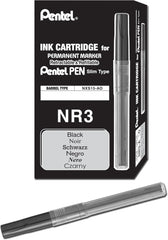Pentel NR3 Low Odor Refill Cartridges For Handy Line S Permanent Markers, Box of 12