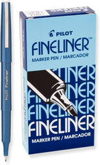 Pilot 11002-11015 Fineliner Markers, Airtight Cap, Fine Point, Box of 12