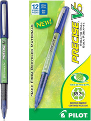 Pilot 26300-26302 BeGreen Precise V5 Recycled Rolling Ball Stick Pens with Liquid Ink. 0.5 mm Extra Fine Point, Dozen Box