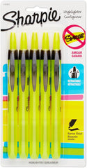 Sharpie 1740822 Retractable Highlighters, Chisel Tip, Fluorescent Yellow, 5-Count