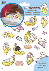 Trends International ST5160 Bananya Pop-Up Stickers, Pad of 2 Sheets, 80 Stickers
