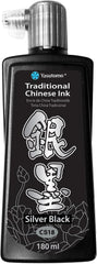 Yasutomo CS18 Tradditional Chinese Ink, Water Resistant, Silver Black, 180 ml