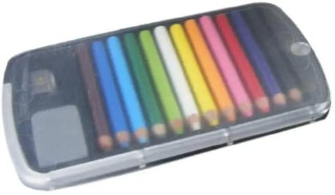 Japanese Mini Colored Pencil Set of 12, includes Sharpener and Eraser