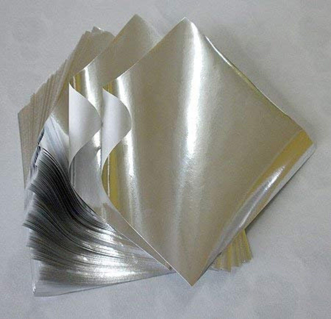 LuPro 500 Sheets Japanese Extra Thick Silver Foil Origami Paper, 15 cm 6"