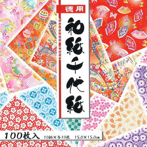 Japanese Washi Folding Origami Paper with Komon Prints, 6 inch, 100 sheets (1148)