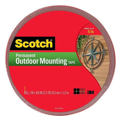 3M Scotch 4011-LONG Permanent Outdoor Mounting Tape, 1 Inch x 450 Inch