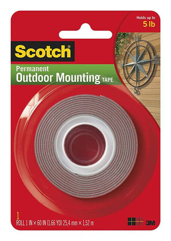 3M Scotch 4011 Permanent Outdoor Mounting Tape, 1 Inch x 60 Inch