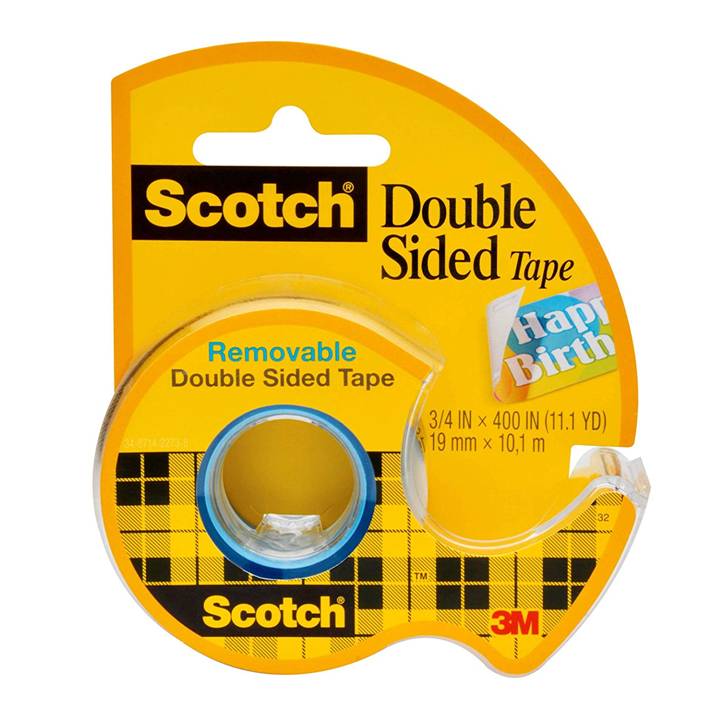 3M 667 Scotch Double Sided Removable Tape, Photo-Safe, Engineered for Hanging, 3/4 IN x 400 IN